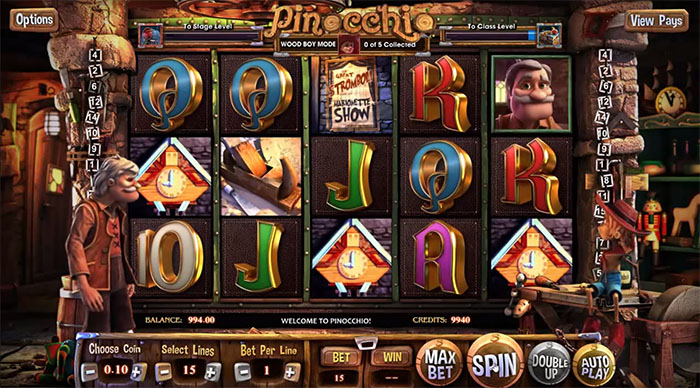 Скриншот слота Pinocchio от Betsoft Gaming