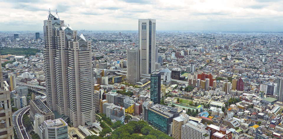 Оживленный мегаполис в Японии